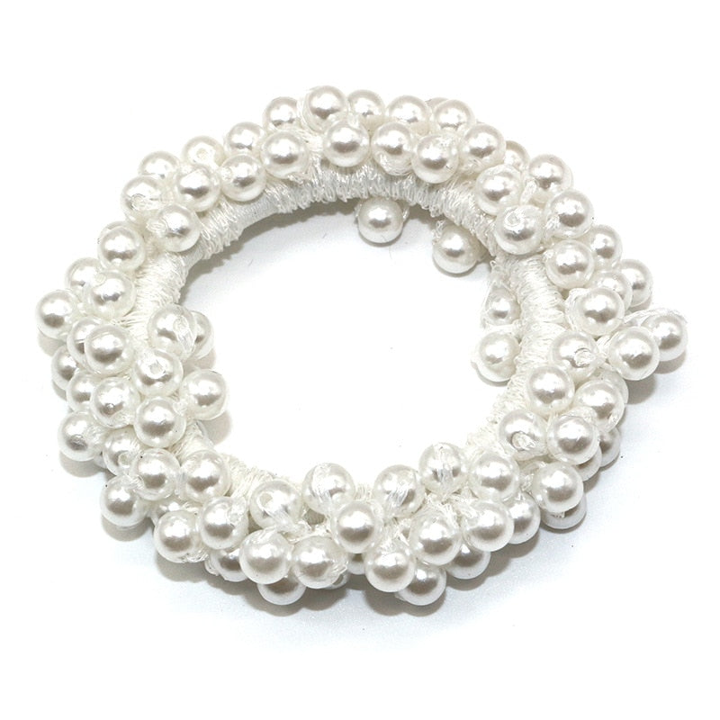 Woman Accessories Elegant Pearl Beads Scrunchies