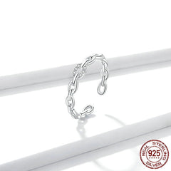 Sterling Silver 925 Geometric Chain Ring