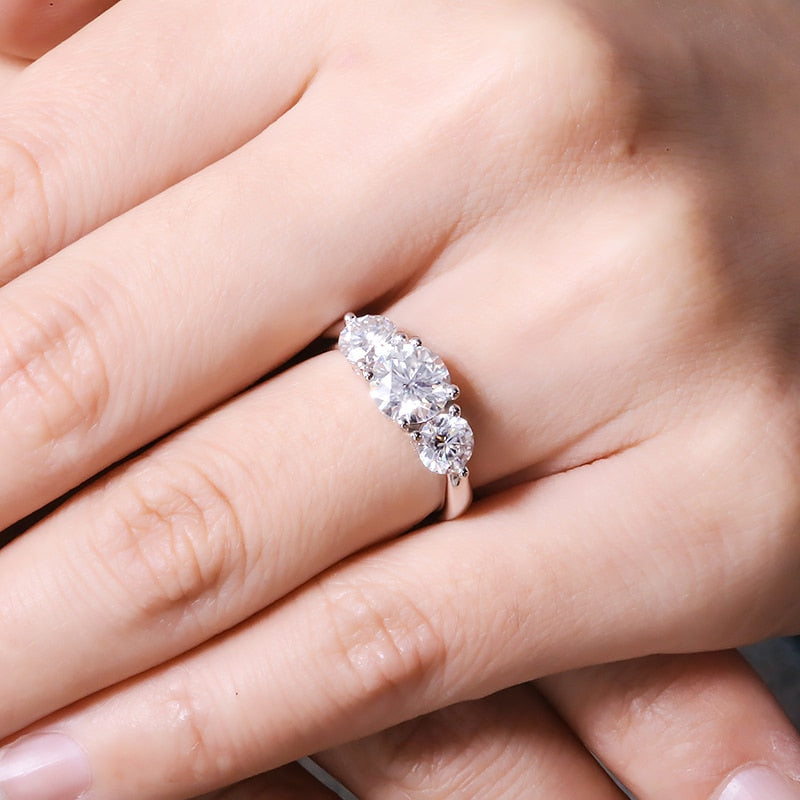 Women 18K White Gold 2.0ctw 6.5mm Moissanite Ring