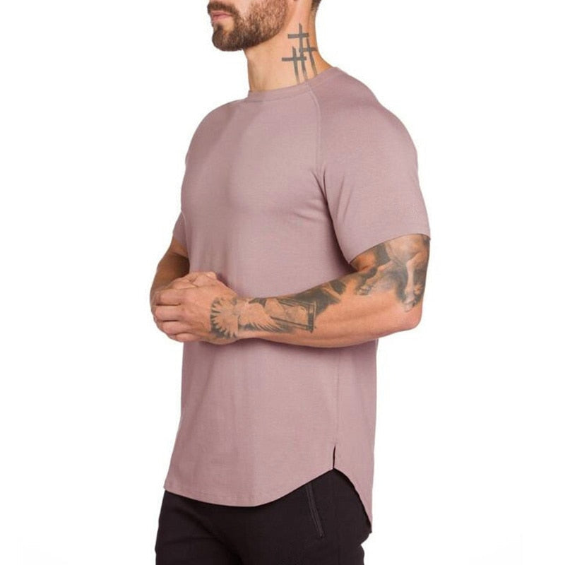 Men Muscle Hugging Gym Fitness Active T Shirt