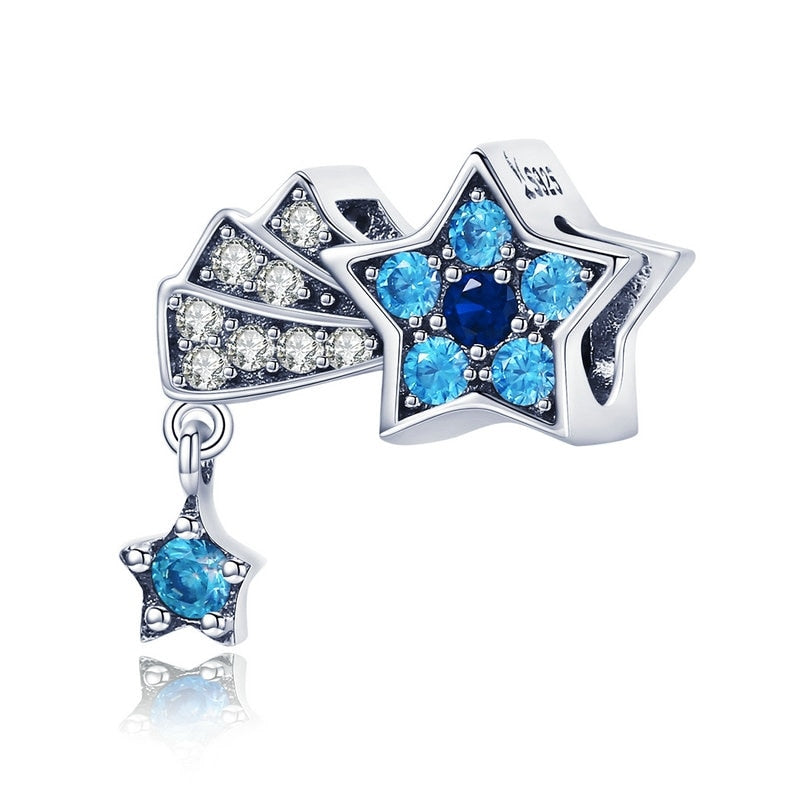 Sterling Silver 925 Blue Charms Beads Fit Bracelets