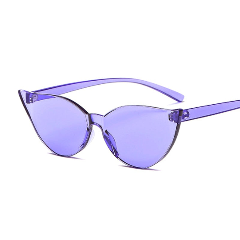 Woman Rimless Design Cat Eye Sunglasses