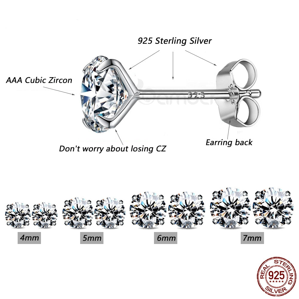 Sterling Silver 925 Platinum Cubic Zirconia Hypoallergenic Earrings