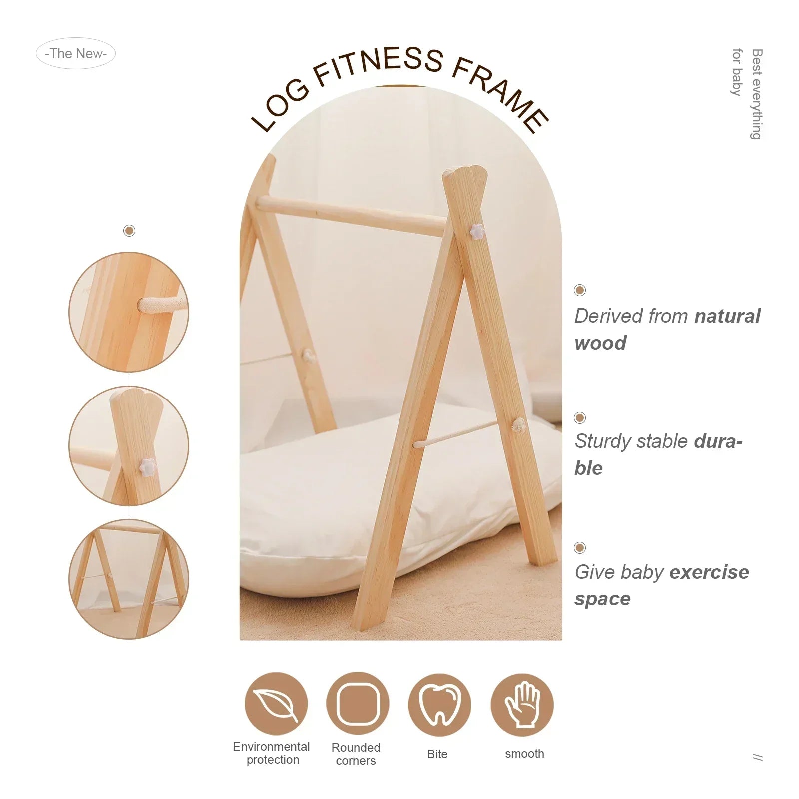 Baby Natural Wooden Hanging Baby Toy Mobile Gym
