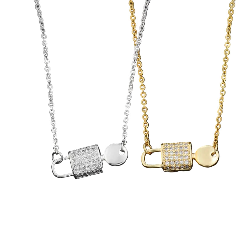 Women Stainless Steel Lock And Key Pendant Necklace