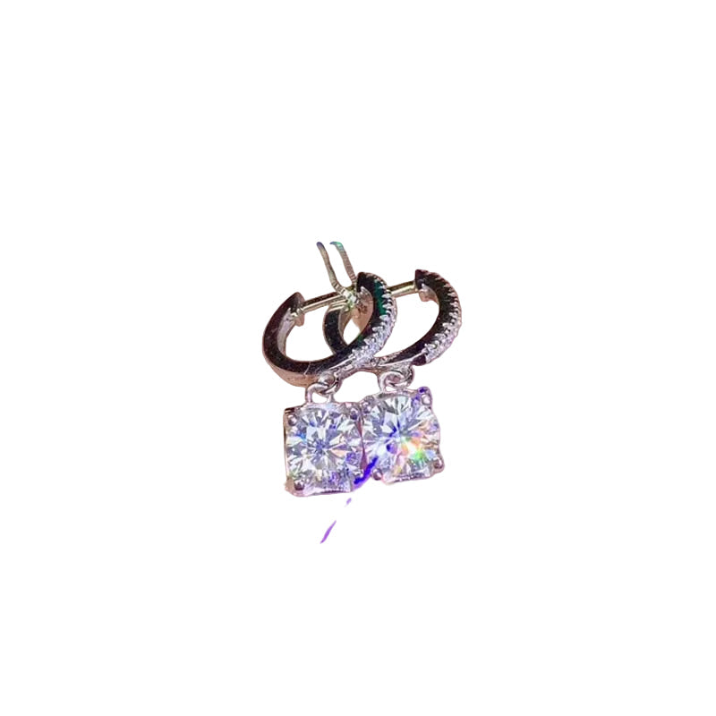 Sterling Silver 925  Dazzling Moissanite Dangler Drop Earrings