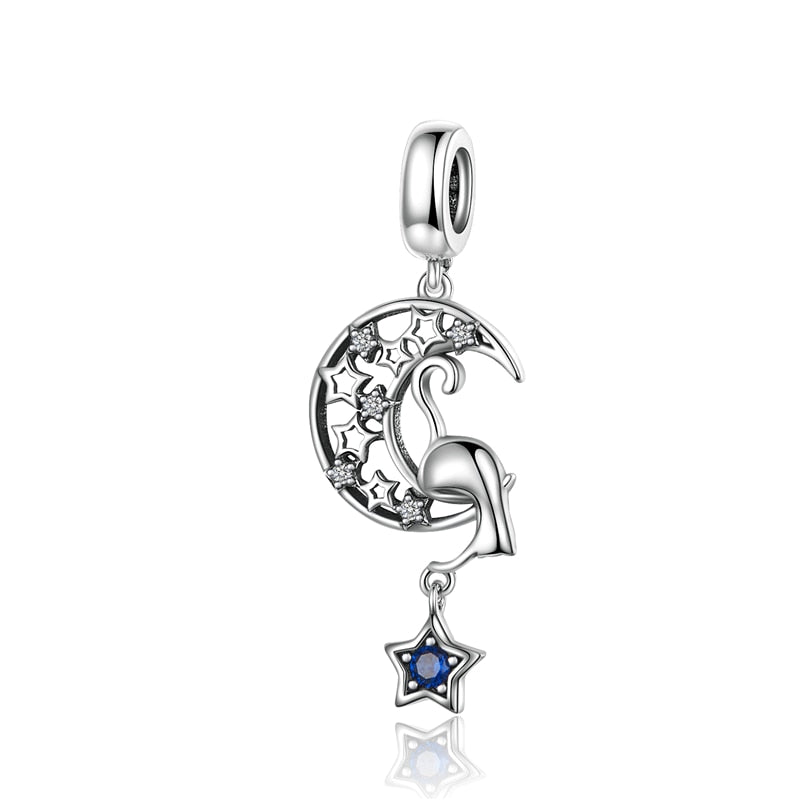Sterling Silver 925 Blue Charms Beads Fit Bracelets