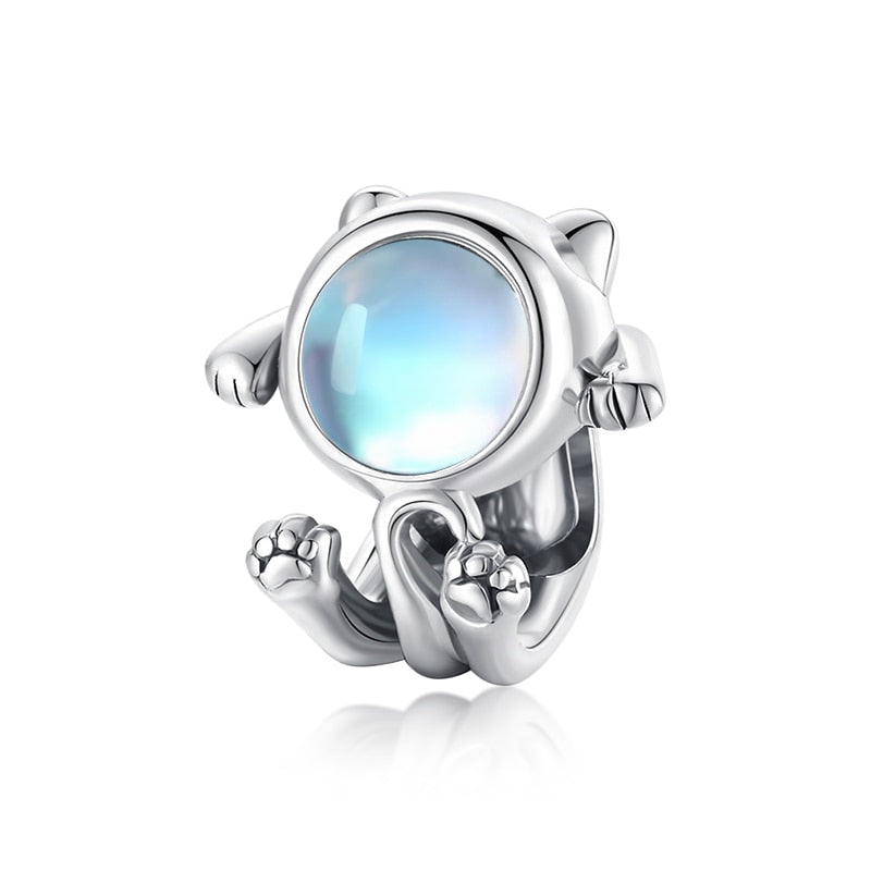 Sterling Silver 925 Zirconia Beads Cat Charms