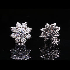 Women Accessories 18K White Gold Stud Flower Earrings