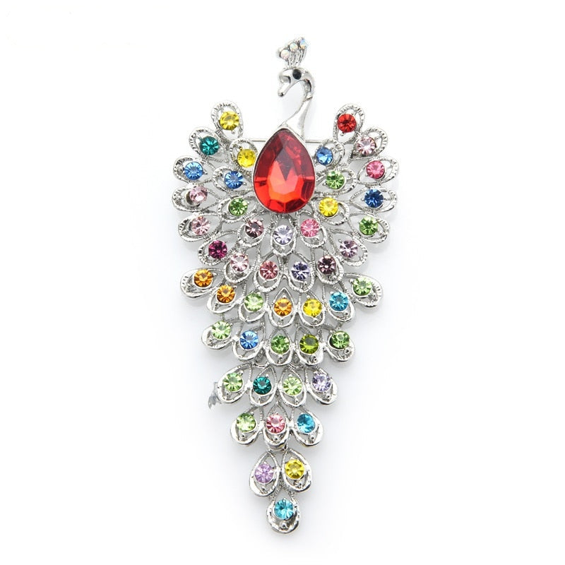 Women Accessories Rhinestone Peacock Brooch Pins