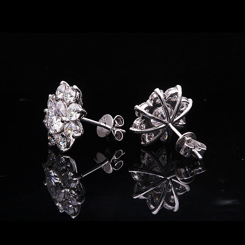 Women Accessories 18K White Gold Stud Flower Earrings