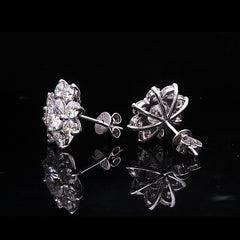 Women Accessories 18K White Gold Stud Flower Earrings