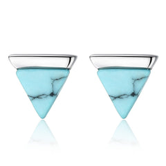 Sterling Silver 925 Turquoise Triangle Stud Earrings