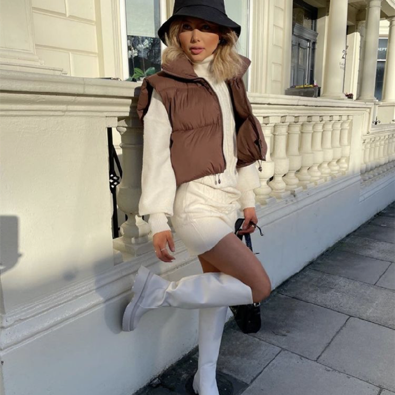 Woman Warm Puffer Sleeveless Vest Jacket