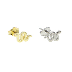 Sterling Silver 925 Delicate Snake Stud Earrings