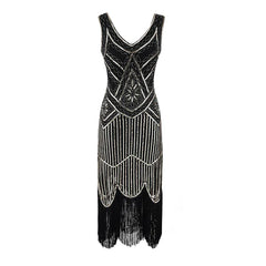 Women Vintage Sequin Full Fringed Retro Great Gatsby Dress