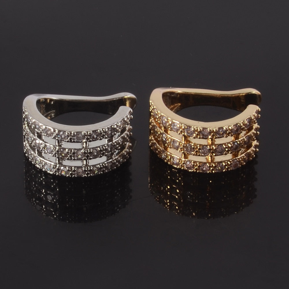Women CZ Zircon Non-Pierced Ear Cuff Clip Earrings
