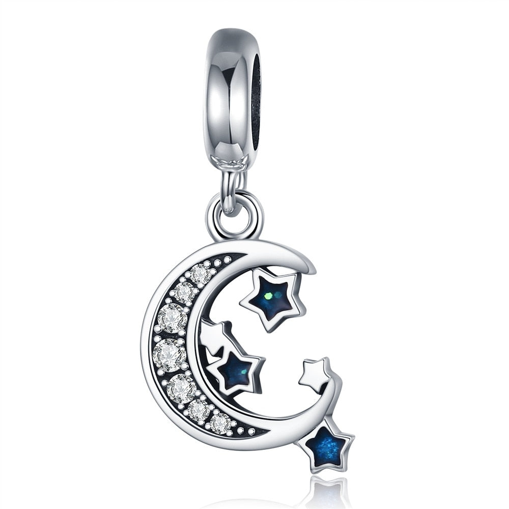 Sterling Silver 925 Blue Charms Beads Fit Bracelets