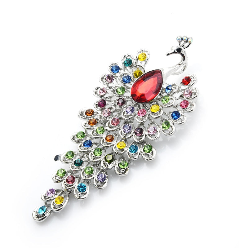 Women Accessories Rhinestone Peacock Brooch Pins