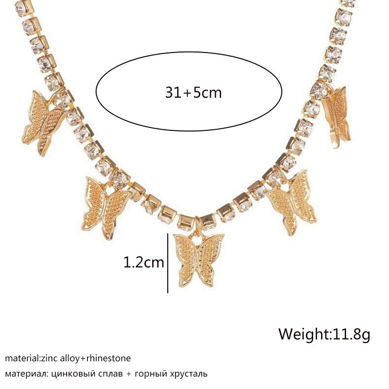 Women Crystal Butterfly Choker Pendant