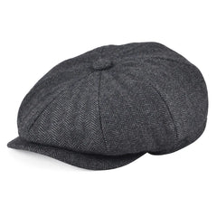 Men Classic Woolen Herringbone Gatsby Hat