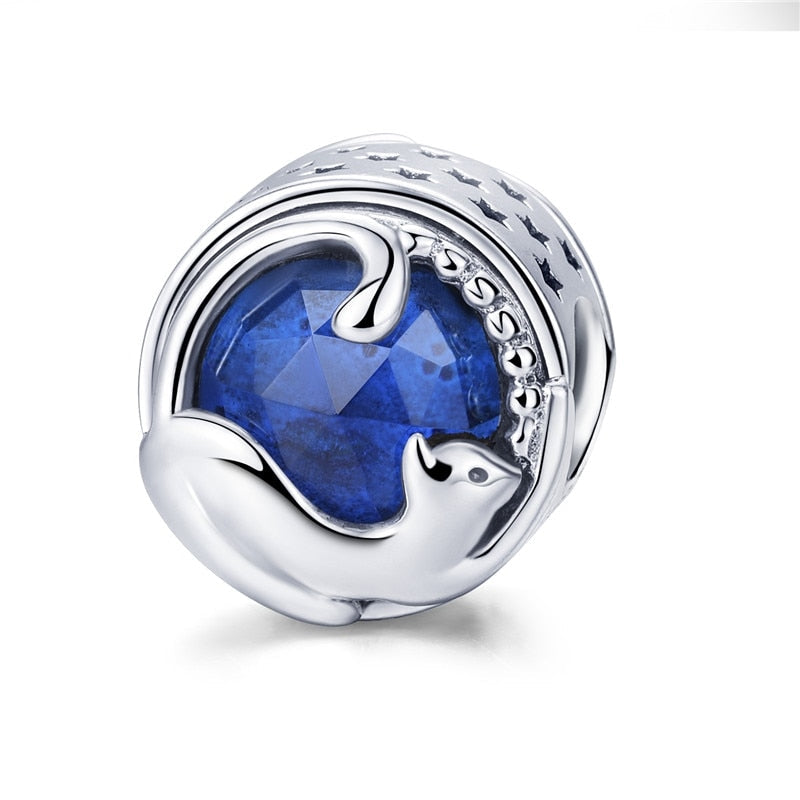 Sterling Silver 925 Zirconia Beads Cat Charms