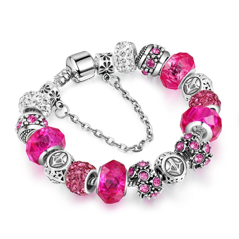 Women 12 Constellation Crystal Charm Bracelets