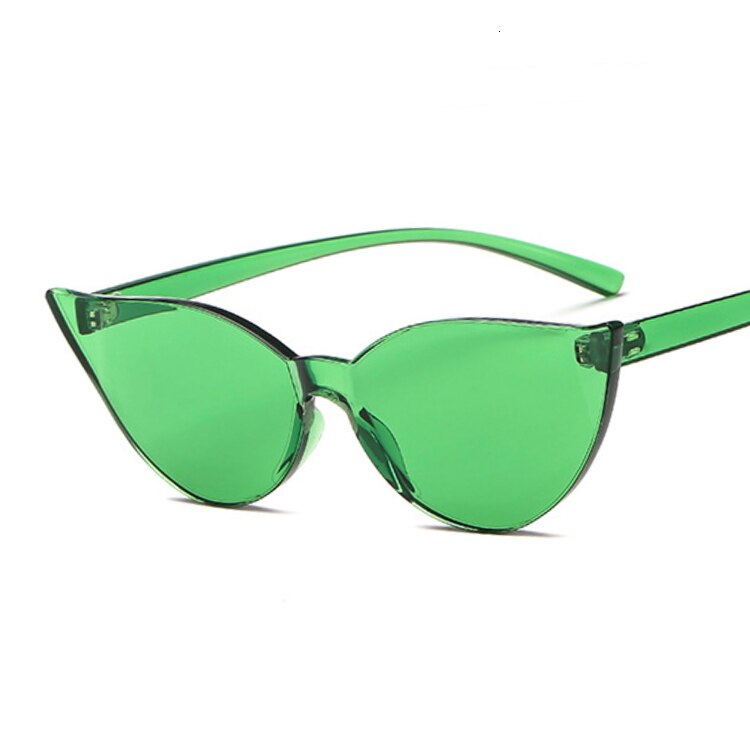 Woman Rimless Design Cat Eye Sunglasses