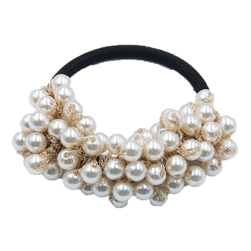 Woman Accessories Elegant Pearl Beads Scrunchies