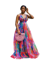 Women African Style Sleeveless Long Dress