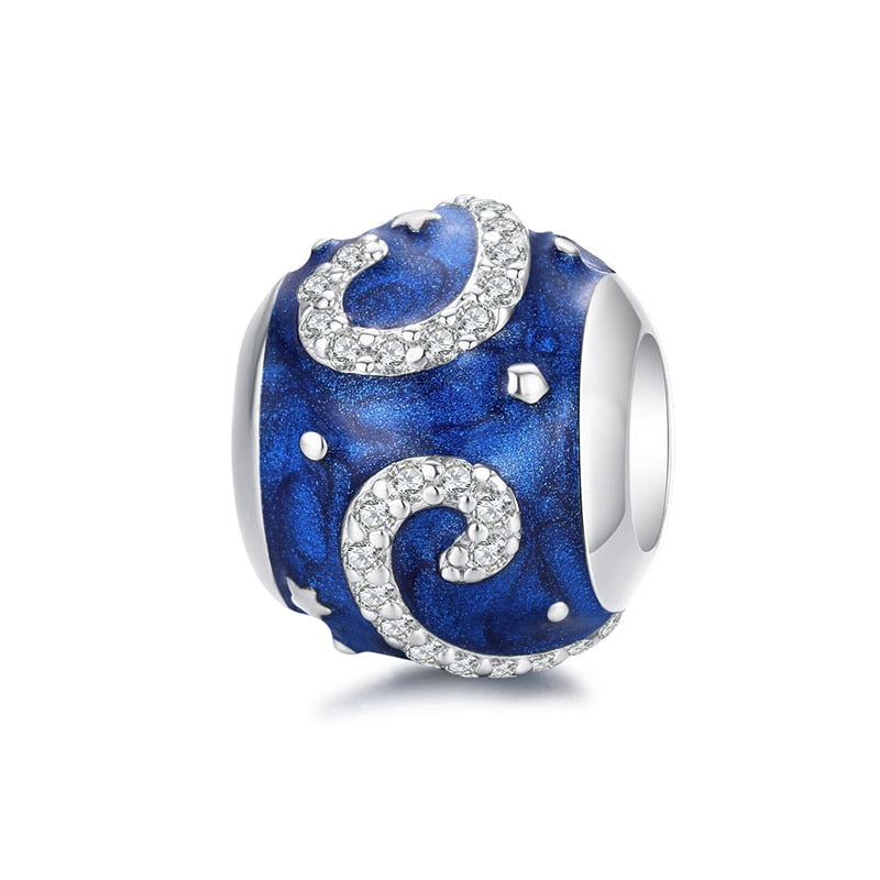 Sterling Silver 925 Blue Charms Beads Fit Bracelets