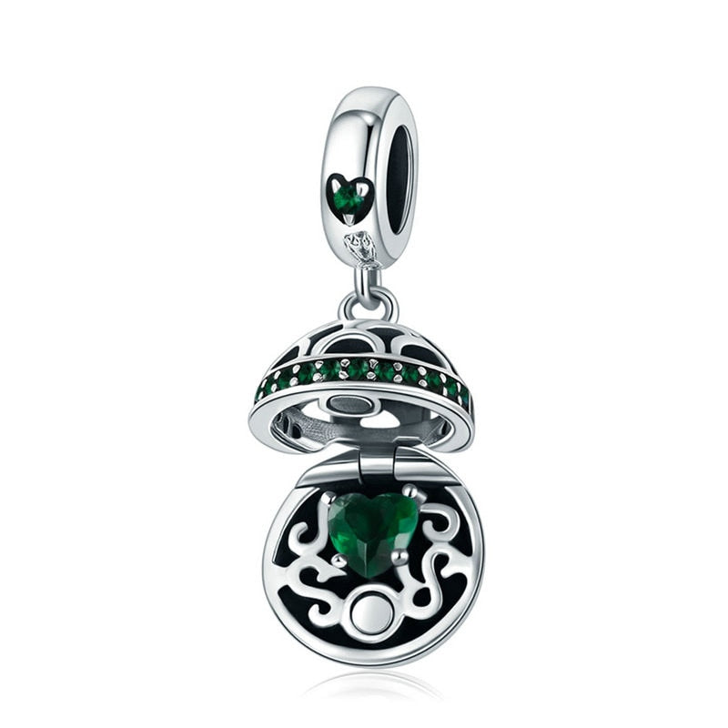 Sterling Silver 925 Gift Box Dangle Ball Charm Pendant