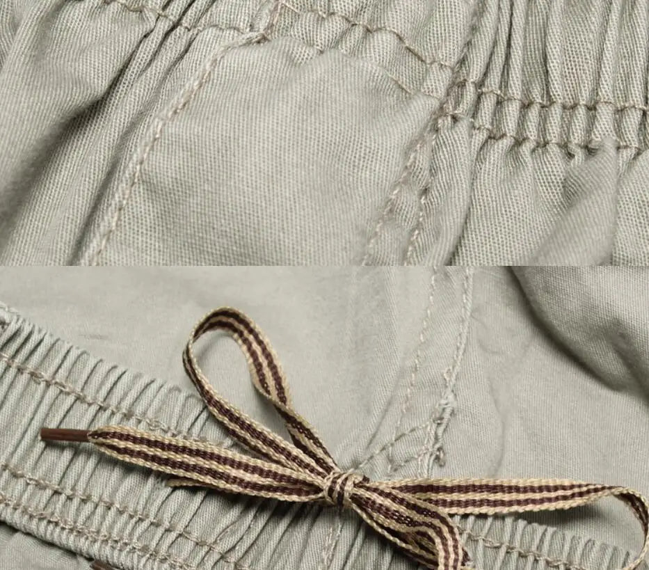 Men Casual Safari Style Cotton Cargo Pants