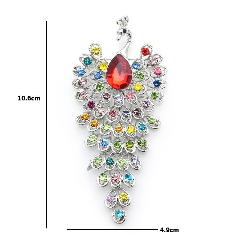 Women Accessories Rhinestone Peacock Brooch Pins
