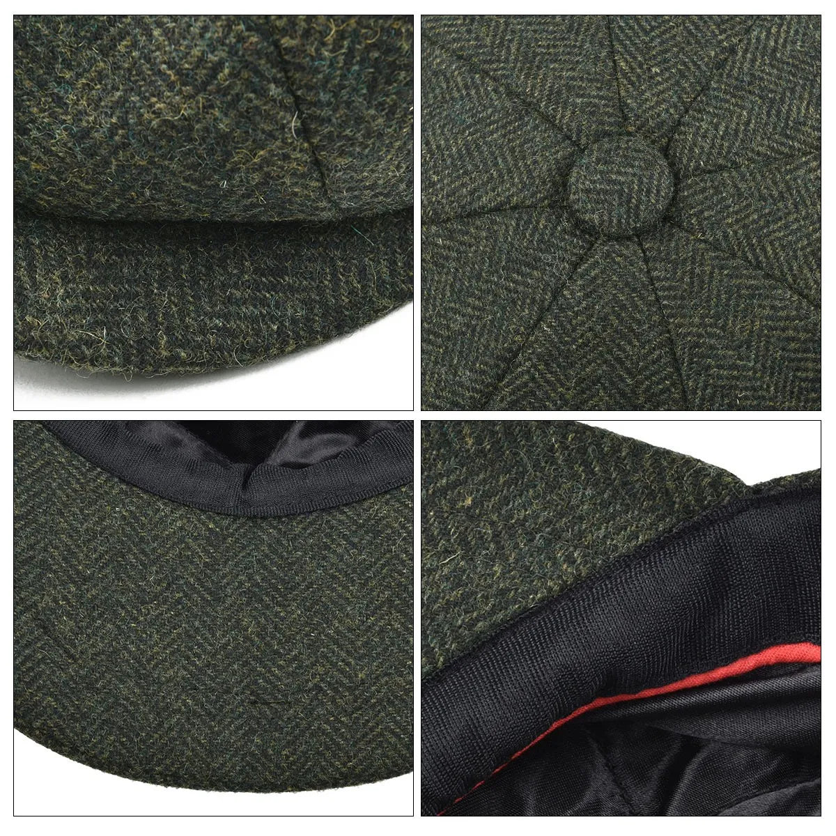 Men Classic Woolen Herringbone Gatsby Hat