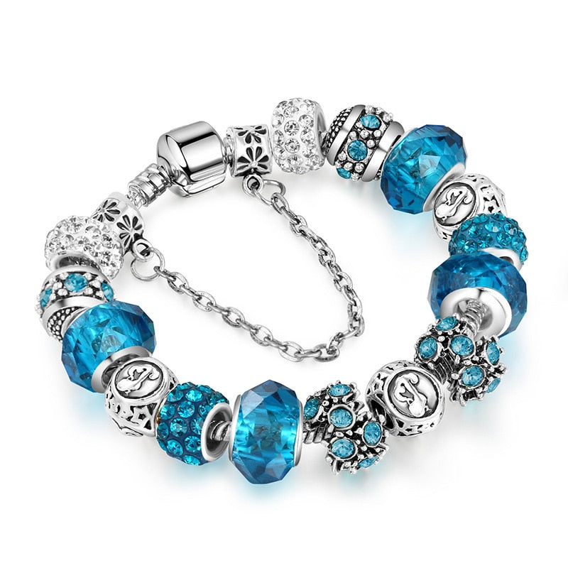 Women 12 Constellation Crystal Charm Bracelets