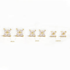 Sterling Silver 925 Zircon Flower Stud Earrings