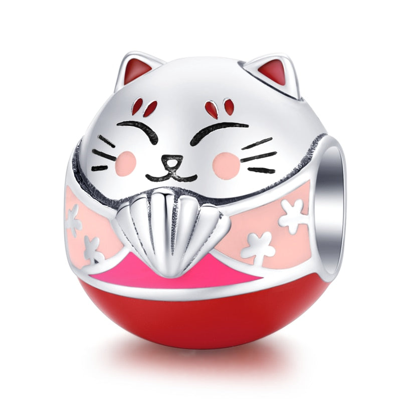 Sterling Silver 925 Zirconia Beads Cat Charms