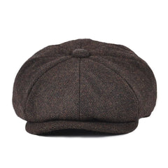 Men Classic Woolen Herringbone Gatsby Hat
