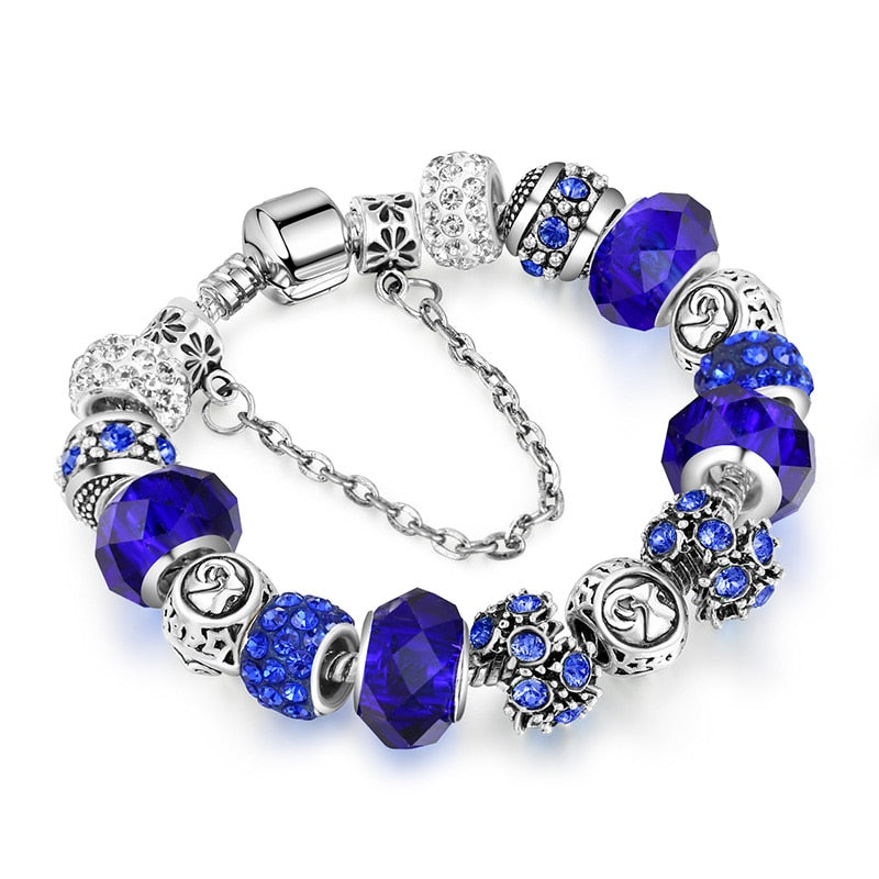Women 12 Constellation Crystal Charm Bracelets