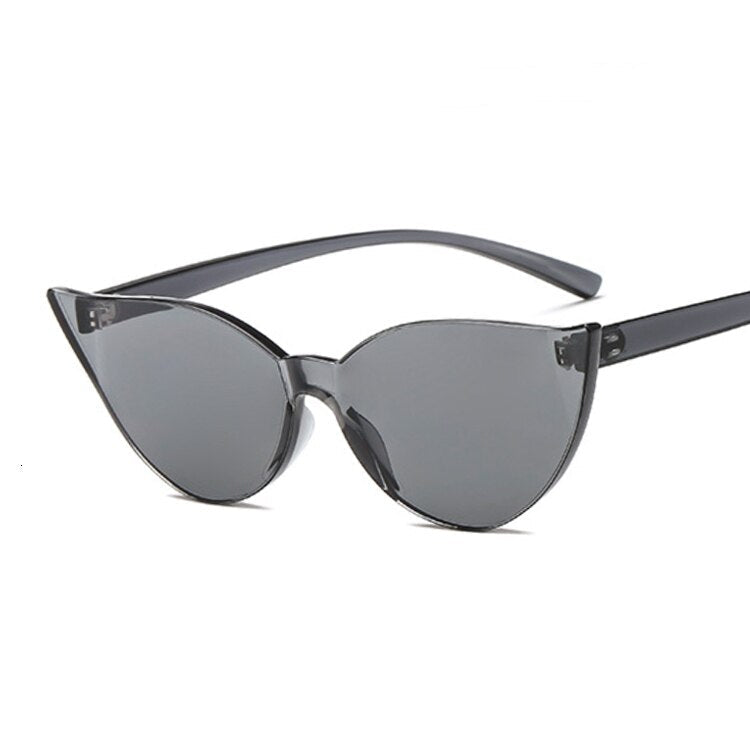 Woman Rimless Design Cat Eye Sunglasses