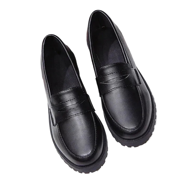 Women Casual Leather Oxfords Slip on Platforms