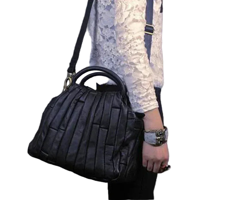 Women Elegant Genuine Cowhide Handmade Cross Body Tote Bags
