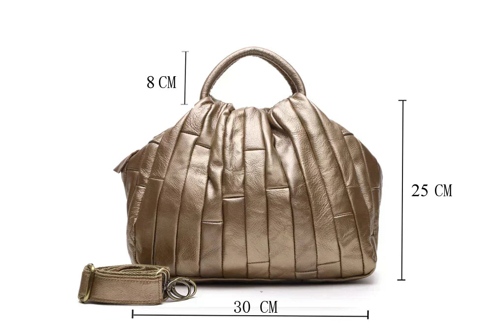 Women Elegant Genuine Cowhide Handmade Cross Body Tote Bags