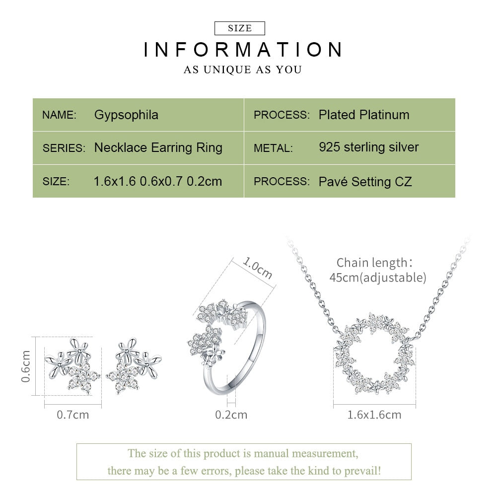 Sterling Silver 925 Shining Star Crystal Necklace Sets