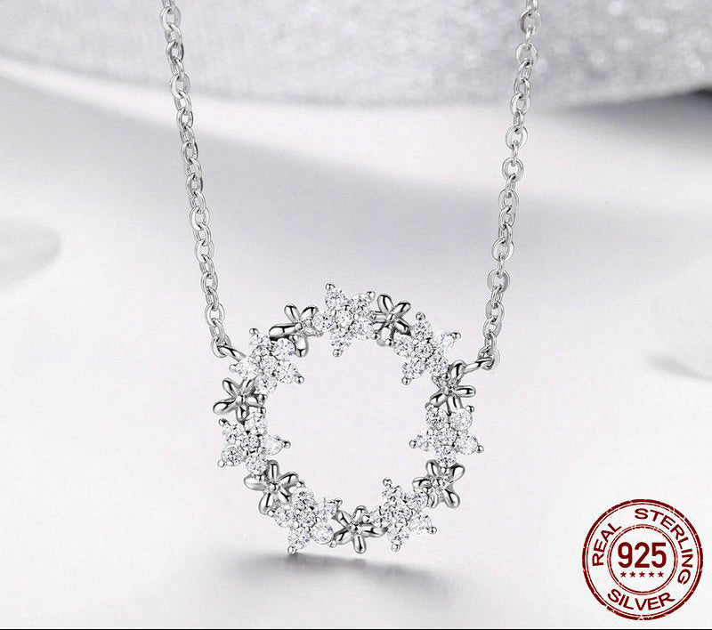 Sterling Silver 925 Shining Star Crystal Necklace Sets