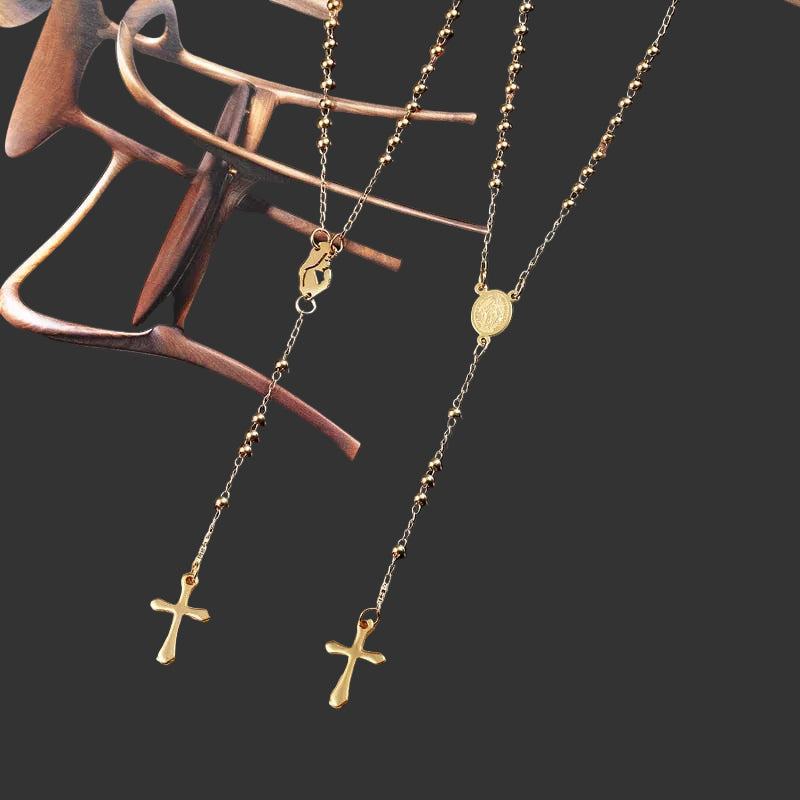 Accessories Titanium Steel Mary/Jesus Long Chain Cross Necklace