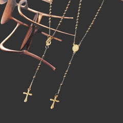 Accessories Titanium Steel Mary/Jesus Long Chain Cross Necklace