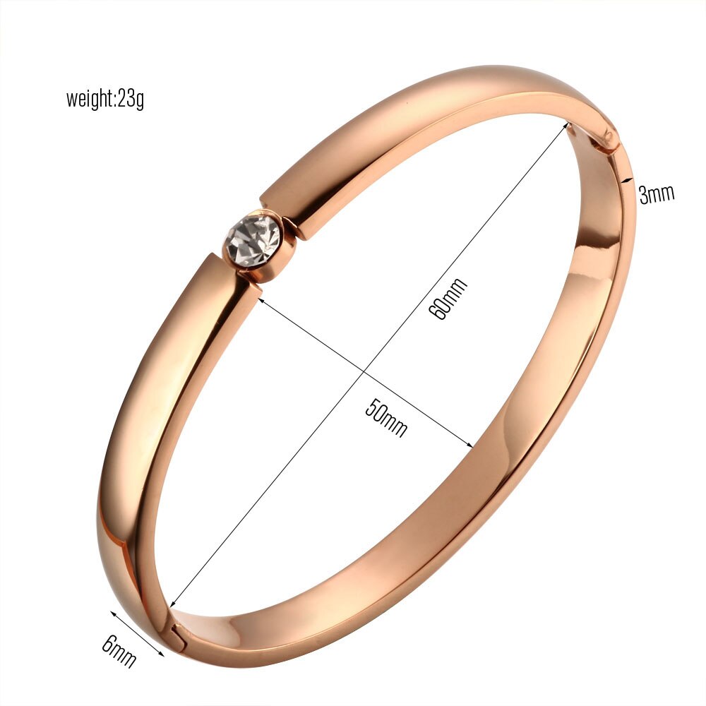 Stainless Steel CZ Rose Gold Bangles Cuff Bracelets