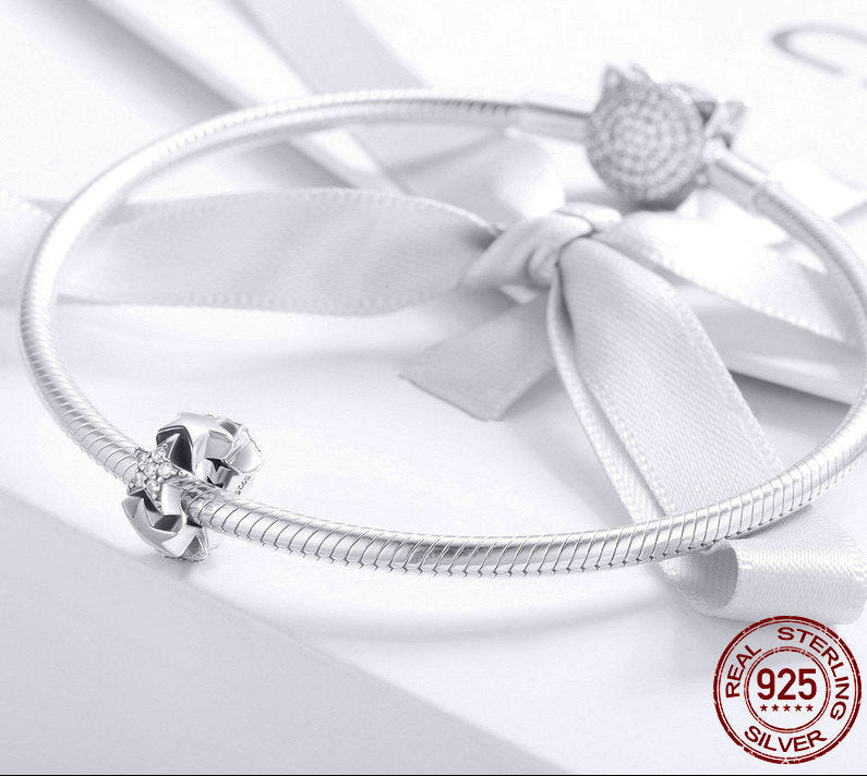 Sterling Silver 925 Little Star Beaded Charm